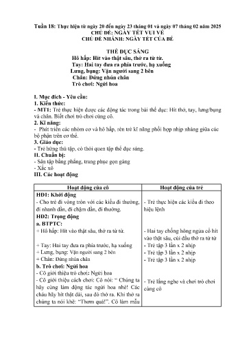 Giáo án Mầm non Lớp Mầm - Tuần 14 - Chủ đề: Ngày Tết của bé - Năm học 2024-2025 - Trường Mầm non số 1 Thượng Hà