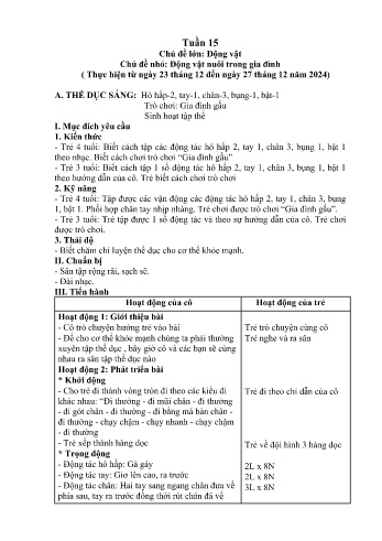 Giáo án Mầm non Lớp Mầm - Tuần 15 - Chủ đề: Động vật nuôi trong gia đình - Năm học 2024-2025 - Trường Mầm non Nậm Pung