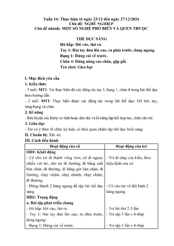 Giáo án Mầm non Lớp Mầm - Tuần 16 - Chủ đề: Một số nghề phổ biển và quen thuộc - Năm học 2024-2025 - Trường Mầm non số 1 Thượng Hà