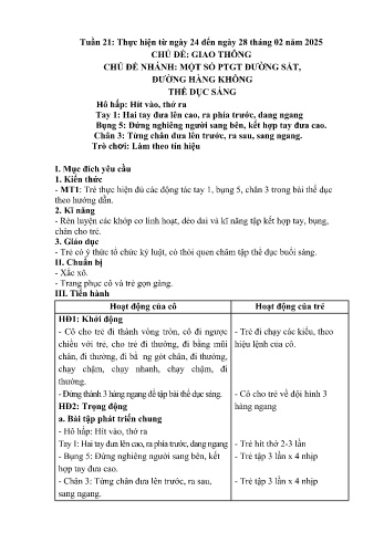 Giáo án Mầm non Lớp Mầm - Tuần 16 - Chủ đề: Một số phương tiện giao thông đường sắt, đường hàng không - Năm học 2024-2025 - Trường Mầm non số 1 Thượng Hà