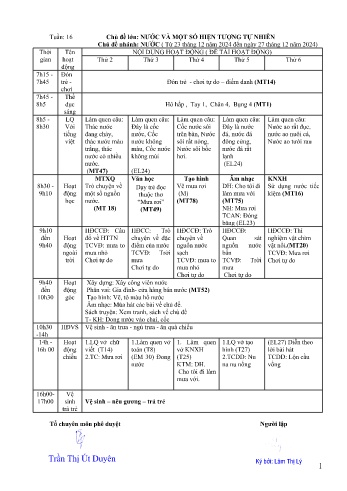 Giáo án Mầm non Lớp Mầm - Tuần 16 - Chủ đề: Nước - Năm học 2024-2025 - Trường Mầm non số 1 Kim Sơn
