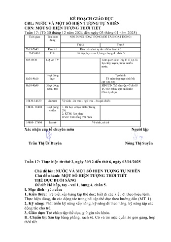 Giáo án Mầm non Lớp Mầm - Tuần 17 - Chủ đề: Một số hiện tượng thời tiết - Năm học 2024-2025 - Nông Thị Suyến