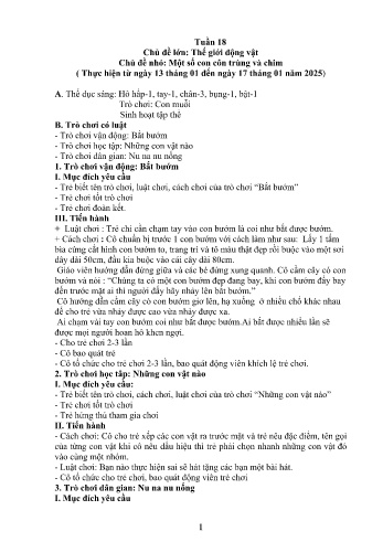 Giáo án Mầm non Lớp Mầm - Tuần 18 - Chủ đề: Một số con côn trùng và chim - Năm học 2024-2025 - Trường Mầm non Nậm Pung