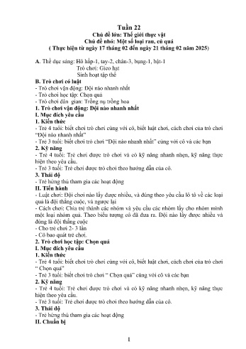 Giáo án Mầm non Lớp Mầm - Tuần 22 - Chủ đề: Một số loại rau, củ quả - Năm học 2024-2025 - Trường Mầm non Nậm Pung