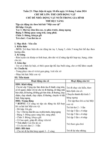 Giáo án Mầm non lớp Mầm - Tuần 23 - Chủ đề: Động vật nuôi trong gia đình - Năm học 2024-2025 - Trường Mầm non số 1 Thượng Hà