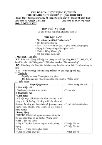 Giáo án Mầm non Lớp Mầm - Tuần 28 - Chủ đề: Một hiện tượng thời tiết - Năm học 2024-2025 - Nguyễn Thị Thùy