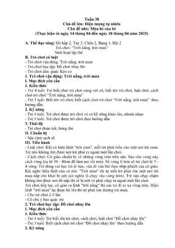 Giáo án Mầm non Lớp Mầm - Tuần 30 - Chủ đề: Mùa hè của bé - Năm học 2024-2025 - Trường Mầm non Nậm Pung