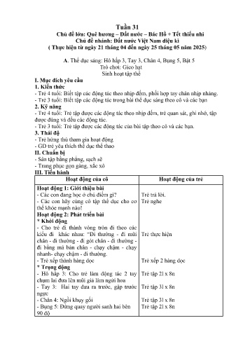 Giáo án Mầm non Lớp Mầm - Tuần 31 - Chủ đề: Đất nước Việt Nam diệu kì - Năm học 2024-2025 - Trường Mầm non Nậm Pung