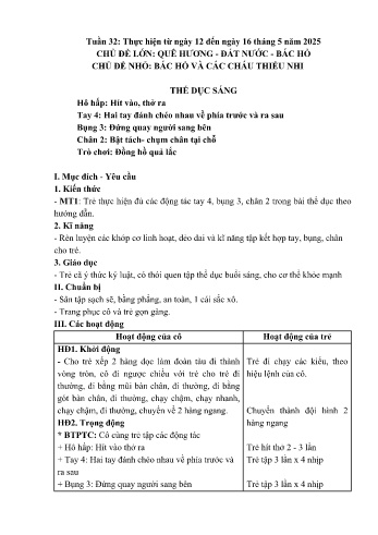 Giáo án Mầm non Lớp Mầm - Tuần 32: Bác Hồ và các cháu thiếu nhi - Năm học 2024-2025 - Trường Mầm non số 1 Thượng Hà