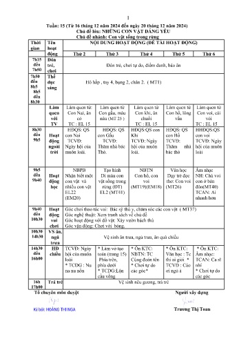Giáo án Mầm non Lớp Nhà trẻ - Chủ đề: Con vật sống trong rừng - Năm học 2024-2025 - Trường Mầm non số 1 Kim Sơn