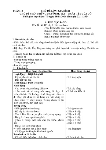 Giáo án Mầm non Lớp Nhà trẻ - Tuần 10 - Chủ đề: Những người bé yêu. Ngày Tết của cô - Năm học 2024-2025 - Trường Mầm non Bát Xát