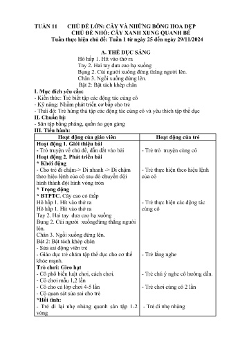 Giáo án Mầm non Lớp Nhà trẻ - Tuần 11 - Chủ đề: Cây xanh xung quanh bé - Năm học 2024-2025 - Trường Mầm non Bát Xát
