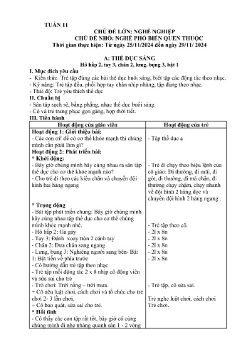 Giáo án Mầm non Lớp Nhà trẻ - Tuần 11 - Chủ đề: Nghề phổ biến quen thuộc - Năm học 2024-2025 - Trường Mầm non Bát Xát