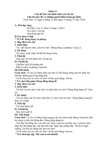 Giáo án Mầm non Lớp Nhà trẻ - Tuần 13 - Chủ đề: Bé và những người thân trong gia đình - Năm học 2024-2025 - Trường Mầm non Nậm Pung