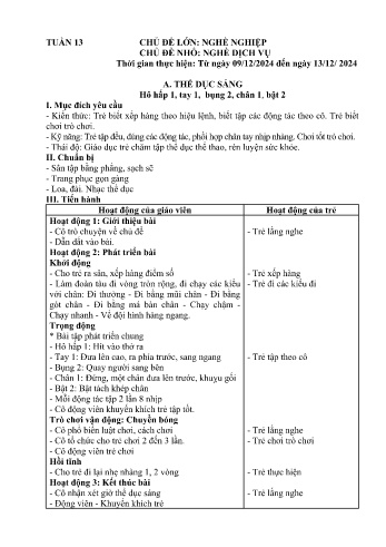 Giáo án Mầm non Lớp Nhà trẻ - Tuần 13 - Chủ đề: Nghề dịch vụ - Năm học 2024-2025 - Trường Mầm non Bát Xát
