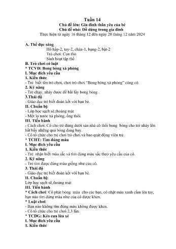 Giáo án Mầm non Lớp Nhà trẻ - Tuần 14 - Chủ đề: Đồ dùng trong gia đình - Năm học 2024-2025 - Trường Mầm non Nậm Pung