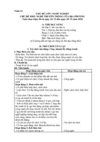 Giáo án Mầm non Lớp Nhà trẻ - Tuần 14 - Chủ đề: Nghề truyền thống của địa phương - Năm học 2024-2025 - Trường Mầm non Bát Xát