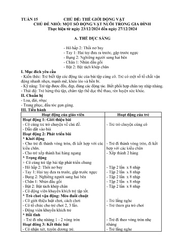 Giáo án Mầm non Lớp Nhà trẻ - Tuần 15 - Chủ đề: Một số động vật nuôi trong gia đình - Năm học 2024-2025 - Trường Mầm non Bát Xát