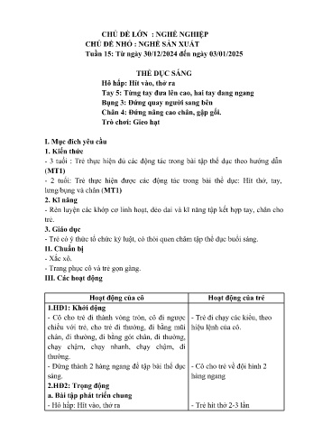 Giáo án Mầm non Lớp Nhà trẻ - Tuần 15 - Chủ đề: Nghề sản xuất - Năm học 2024-2025 - Trường Mầm non số 1 Thượng Hà