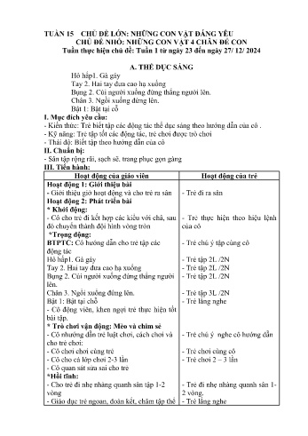 Giáo án Mầm non Lớp Nhà trẻ - Tuần 15 - Chủ đề: Những con vật 4 chân đẻ con - Năm học 2024-2025 - Trường Mầm non Bát Xát