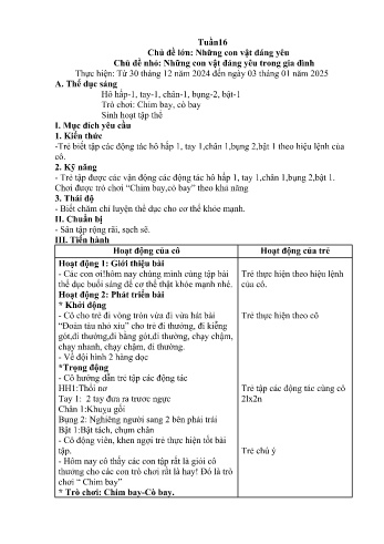 Giáo án Mầm non Lớp Nhà trẻ - Tuần 16 - Chủ đề: Những con vật đáng yêu trong gia đình - Năm học 2024-2025 - Trường Mầm non Nậm Pung