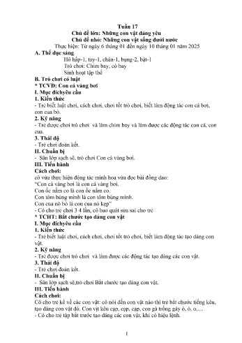 Giáo án Mầm non Lớp Nhà trẻ - Tuần 17 - Chủ đề: Những con vật sống dưới nước - Năm học 2024-2025 - Trường Mầm non Nậm Pung
