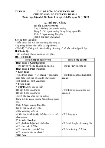Giáo án Mầm non Lớp Nhà trẻ - Tuần 18 - Chủ đề: Đồ chơi của bé gái - Năm học 2024-2025 - Trường Mầm non Bát Xát