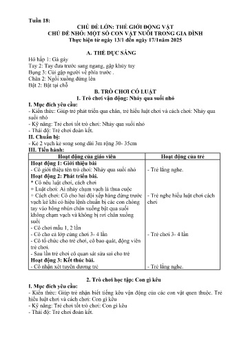 Giáo án Mầm non Lớp Nhà trẻ - Tuần 18 - Chủ đề: Một số con vật trong gia đình - Năm học 2024-2025 - Trường Mầm non Bát Xát