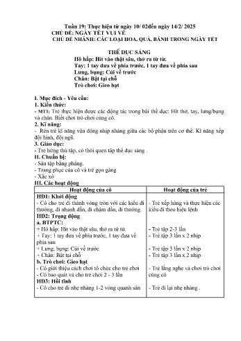 Giáo án Mầm non Lớp Nhà Trẻ - Tuần 19 - Chủ đề: Các loại hoa quả, bánh trong ngày tết - Năm học 2024-2025 - Trường Mầm non số 1 Thượng Hà