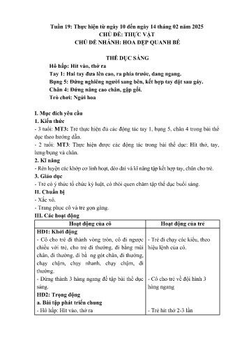 Giáo án Mầm non Lớp Nhà trẻ - Tuần 19: Hoa đẹp quanh bé - Năm học 2024-2025 - Trường Mầm non số 1 Thượng Hà