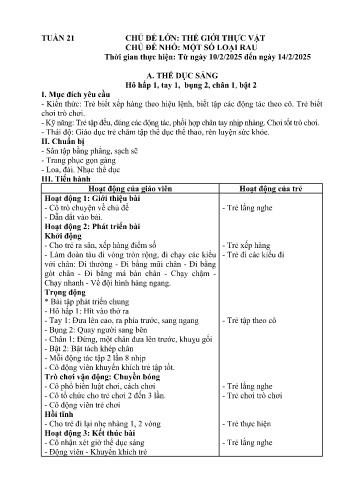Giáo án Mầm non Lớp Nhà trẻ - Tuần 20 - Chủ đề: Một số loại rau - Năm học 2024-2025 - Trường Mầm non Bát Xát