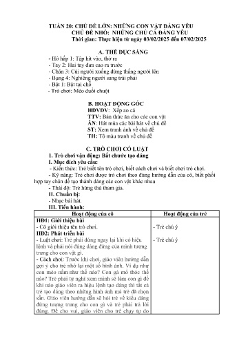 Giáo án Mầm non Lớp Nhà trẻ - Tuần 20 - Chủ đề: Những chú cá đáng yêu - Năm học 2024-2025 - Trường Mầm non Bản Qua