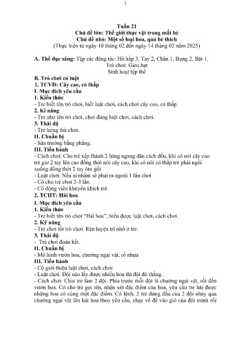 Giáo án Mầm non Lớp Nhà trẻ - Tuần 21 - Chủ đề: Một số loại hoa, quả bé thích - Năm học 2024-2025 - Trường Mầm non Nậm Pung