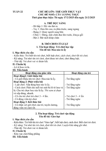 Giáo án Mầm non Lớp Nhà trẻ - Tuần 22 - Chủ đề: Cây lương thực - Năm học 2024-2025 - Trường Mầm non Bát Xát