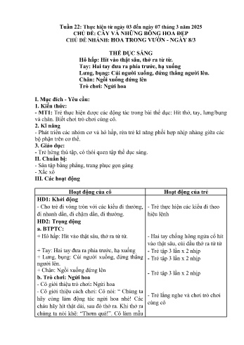 Giáo án Mầm non Lớp Nhà trẻ - Tuần 22 - Chủ đề: Hoa trong vườn. Ngày 8/3 - Năm học 2024-2025 - Trường Mầm non số 1 Thượng Hà