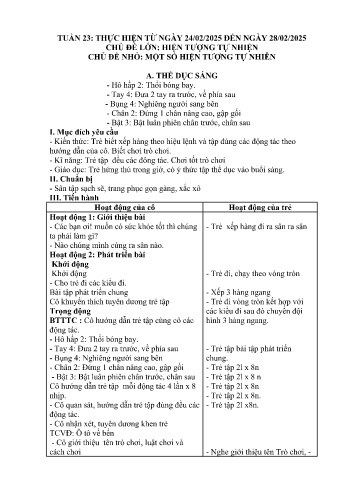 Giáo án Mầm non Lớp Nhà trẻ - Tuần 23 - Chủ đề: Một số hiện tượng tự nhiên - Năm học 2024-2025 - Trường Mầm non Bản Qua
