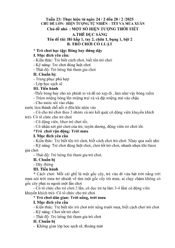 Giáo án Mầm non Lớp Nhà trẻ - Tuần 23 - Chủ đề: Một số hiện tượng thời tiết - Năm học 2024-2025 - Trường Mầm non Bản Qua