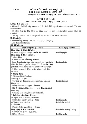 Giáo án Mầm non Lớp Nhà trẻ - Tuần 23 - Chủ đề: Một số loại hoa - Năm học 2024-2025 - Trường Mầm non Bát Xát