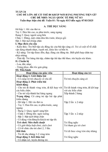 Giáo án Mầm non Lớp Nhà trẻ - Tuần 24 - Chủ đề: Ngày quốc tế phụ nữ 8/3 - Năm học 2024-2025 - Trường Mầm non Bát Xát
