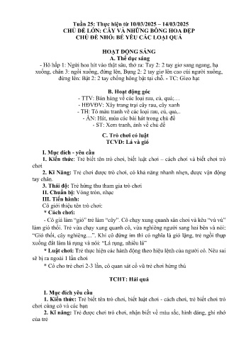 Giáo án Mầm non Lớp Nhà trẻ - Tuần 25 - Chủ đề: Bé yêu các loại quả - Năm học 2024-2025 - Trường Mầm non Bản Qua