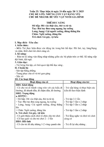Giáo án Mầm non Lớp Nhà trẻ - Tuần 25 - Chủ đề: Bé yêu vật nuôi gia đình - Năm học 2024-2025 - Trường Mầm non số 1 Thượng Hà