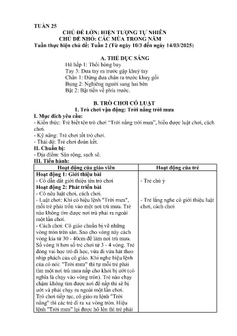 Giáo án Mầm non Lớp Nhà trẻ - Tuần 25 - Chủ đề: Các mùa trong năm - Năm học 2024-2025 - Trường Mầm non Bát Xát