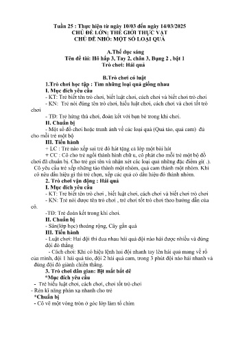 Giáo án Mầm non Lớp Nhà trẻ - Tuần 25 - Chủ đề: Một số loại hoa - Năm học 2024-2025 - Trường Mầm non Bản Qua