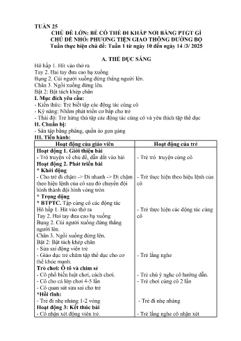 Giáo án Mầm non Lớp Nhà trẻ - Tuần 25 - Chủ đề: Phương tiện giao thông đường bộ - Năm học 2024-2025 - Trường Mầm non Bát Xát