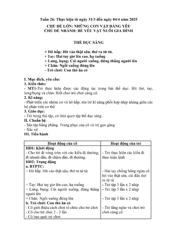 Giáo án Mầm non Lớp Nhà trẻ - Tuần 26 - Chủ đề: Bé yêu vật nuôi gia đình - Năm học 2024-2025 - Trường Mầm non số 1 Thượng Hà