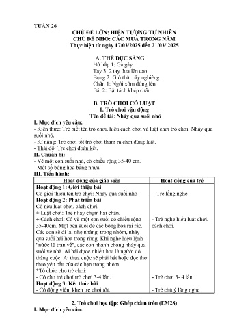 Giáo án Mầm non Lớp Nhà trẻ - Tuần 26 - Chủ đề: Các mùa trong năm - Năm học 2024-2025 - Trường Mầm non Bát Xát