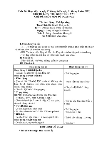 Giáo án Mầm non Lớp Nhà trẻ - Tuần 26 - Chủ đề: Một số loại hoa - Năm học 2024-2025 - Trường Mầm non Bản Qua