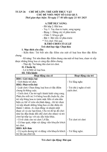 Giáo án Mầm non Lớp Nhà trẻ - Tuần 26 - Chủ đề: Một số loại quả - Năm học 2024-2025 - Trường Mầm non Bản Qua