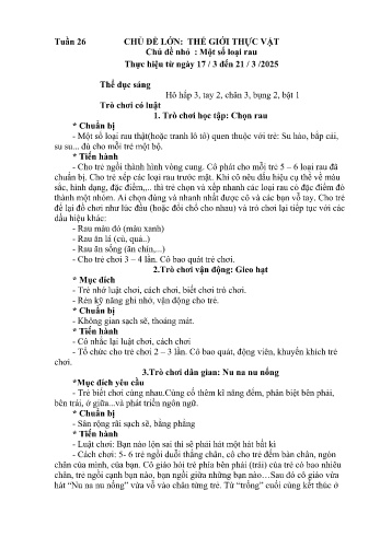 Giáo án Mầm non Lớp Nhà trẻ - Tuần 26 - Chủ đề: Một số loại rau - Năm học 2024-2025 - Trường Mầm non Bản Qua