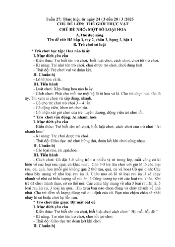 Giáo án Mầm non Lớp Nhà trẻ - Tuần 27 - Chủ đề: Một số loại hoa - Năm học 2024-2025 - Trường Mầm non Bản Qua